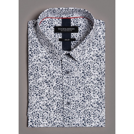 Short sleeves shirt in navy pattern Short sleeves shirt in navy pattern