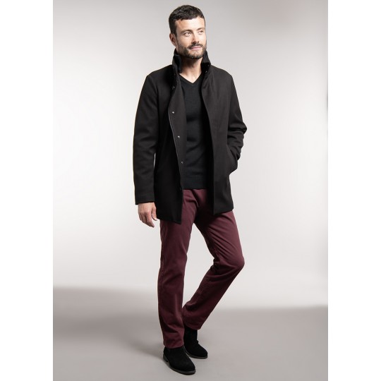 Manteau noir avec col montant amovible Manteau noir avec col montant amovible
