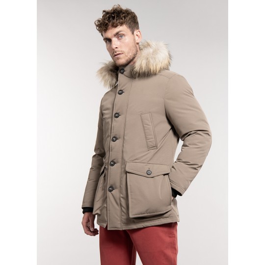 Parka with removable parmament and hood with detachable real fur band Parka with removable parmament and hood with detachable real fur band