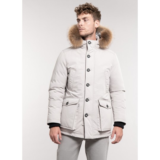 Parka with removable parmament and hood with detachable real fur band Parka with removable parmament and hood with detachable real fur band