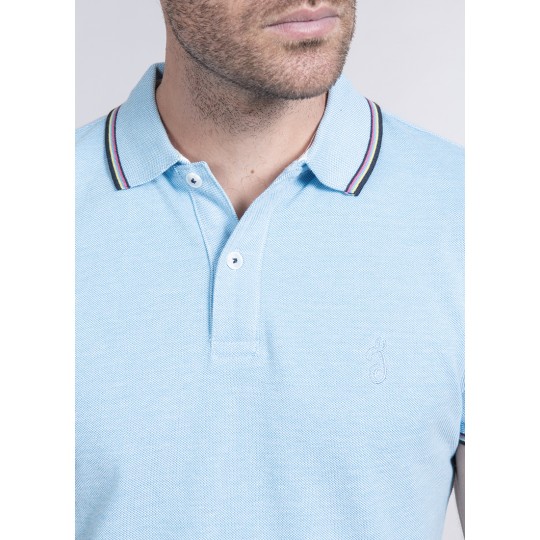 Polo manches courtes avec rayures sur col Polo manches courtes avec rayures sur col