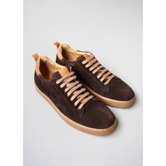 Brown velvet leather sneakers