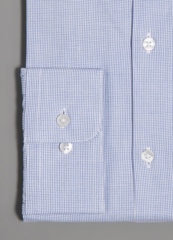 Blue and white small plaid shirt