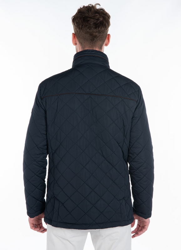 Diamond quilt jacket with concealed hood