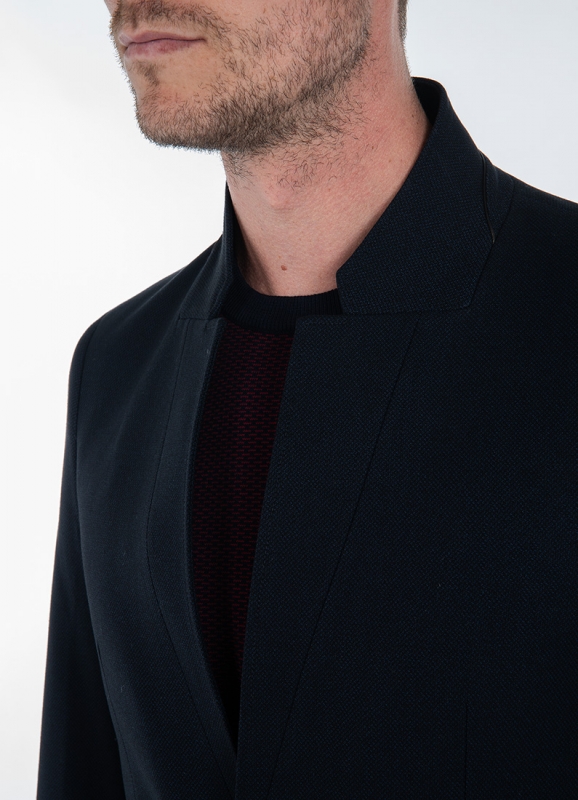 Semi plain Jacket with fancy neck collar