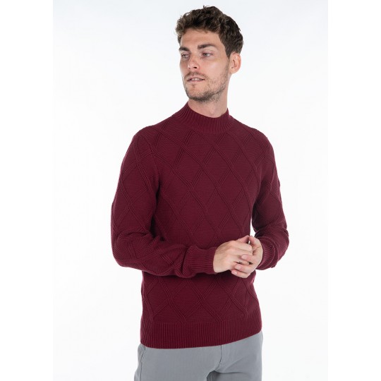 Pull col montant en grosse maille fantaisie