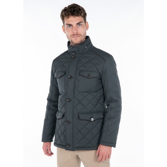 Diamond quilt jacket with concealed hood Diamond quilt jacket with concealed hood