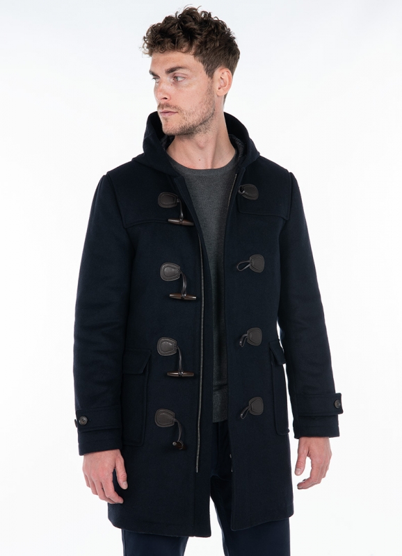 Hooded wool duffle coat 