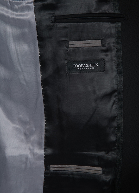 Veste uni noir à col requin 