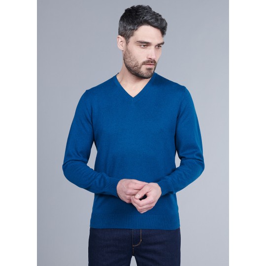  V neck basic pullover in 100% cotton