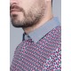 Patterned polo with denim effect collar