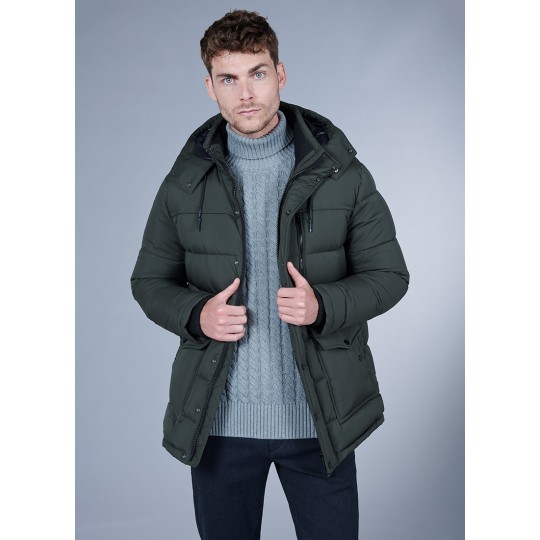 Quilted jacket with removable hood