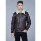 Leather jacket with removable collar