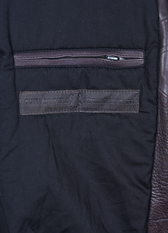 Leather jacket with removable collar
