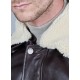 Leather jacket with removable collar