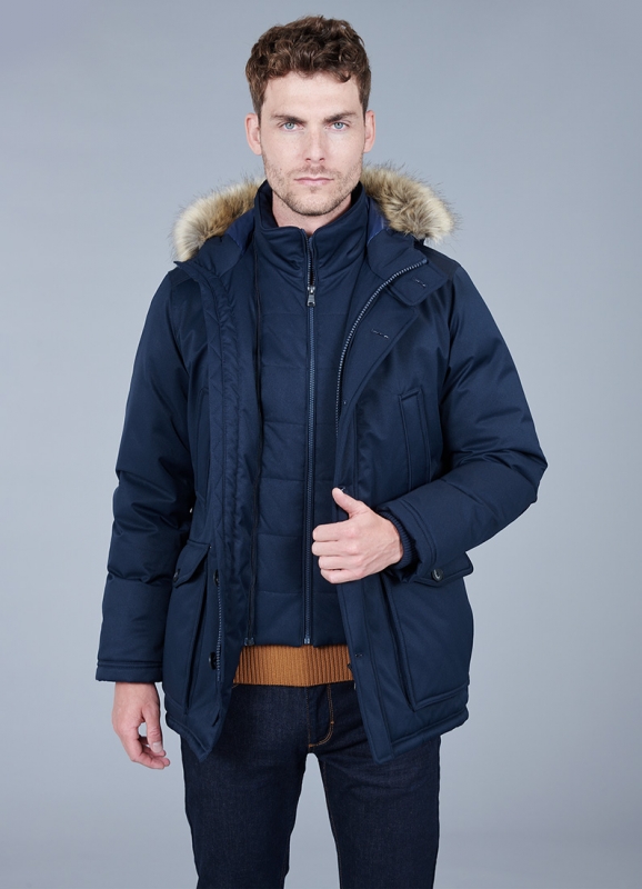 Mens parka with detachable hood hot sale