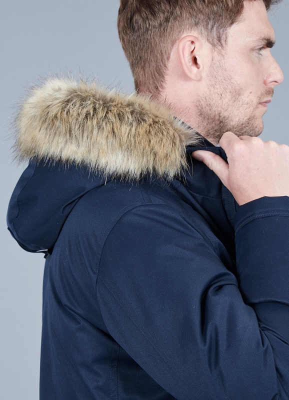 Parka en duvet avec capuche et bande en fausse fourrure amovible