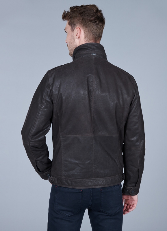 Blouson en cuir avec parmenture amovible
