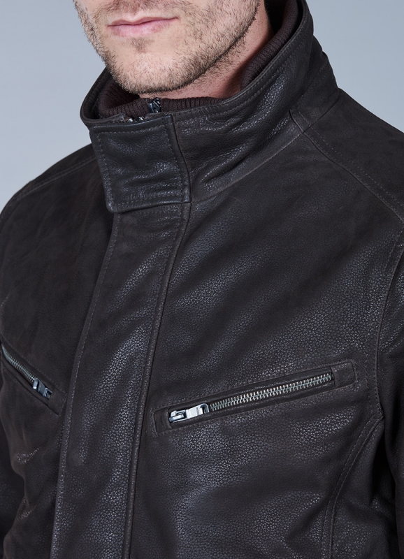Blouson en cuir avec parmenture amovible