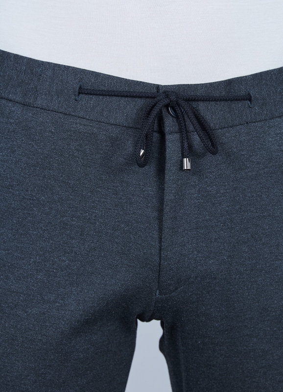 Plain elastic waist trousers