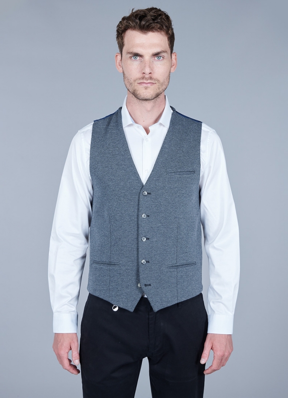Bi-fabric textured waistcoat