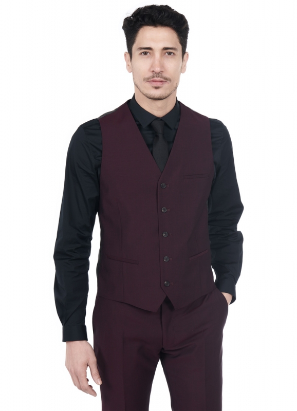 gilet costume bordeaux homme