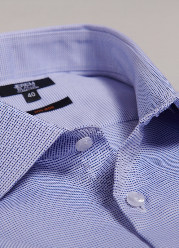 NON-IRON textured cotton Short sleeve shirt – Modern fit
