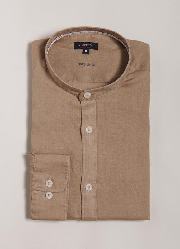 Linen band collar shirt Relaxed fit