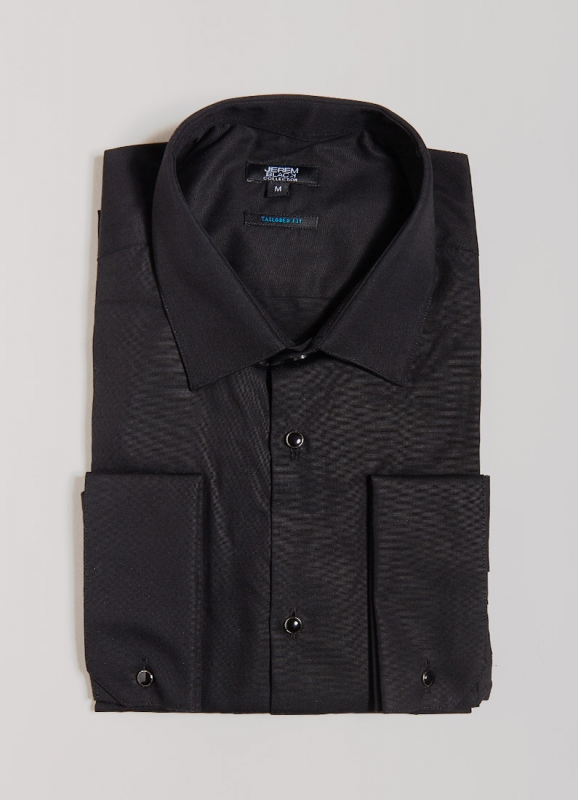 Cotton poplin Ceremony shirt with Metal buttons - Tailored fit
