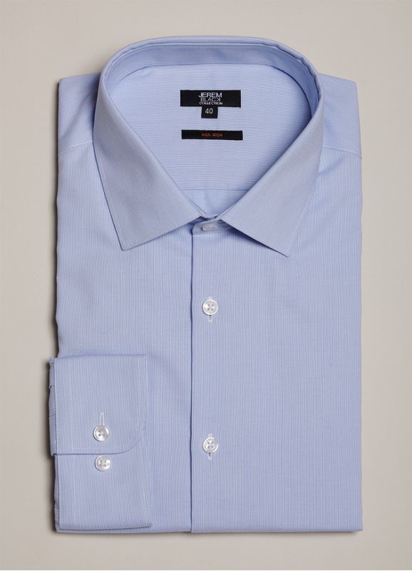 Thin stripes shirt with treatment NO IRONING