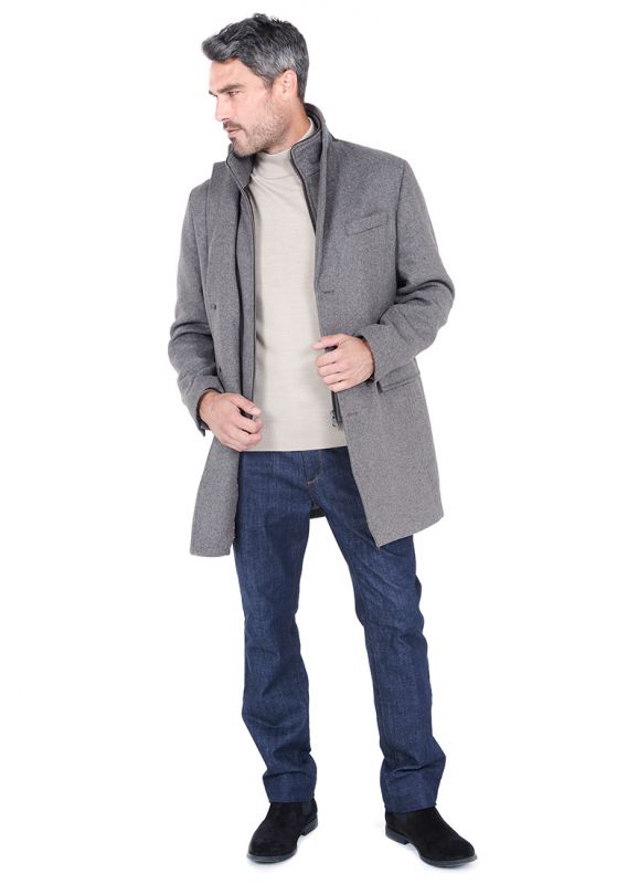Manteau long avec parmenture amovible en suédine
