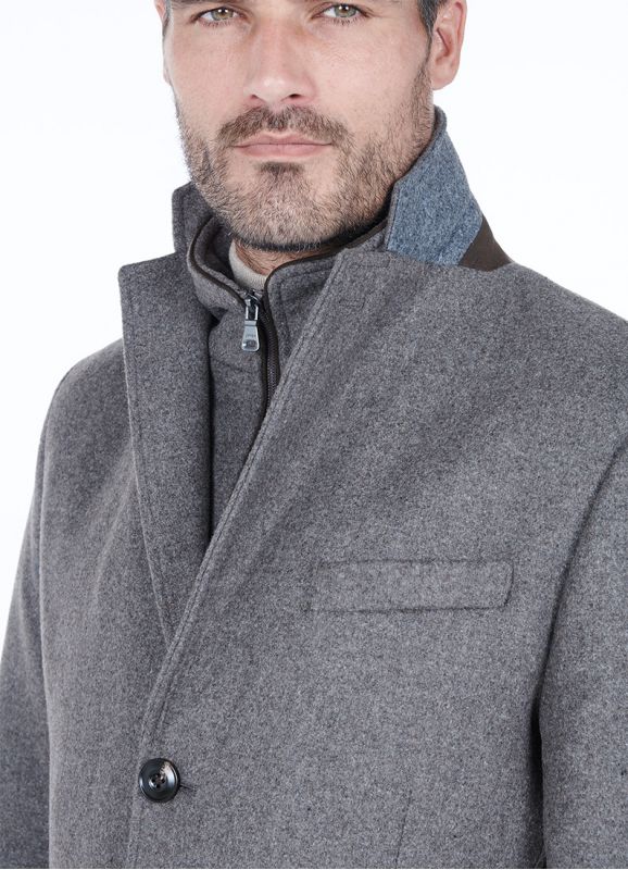 Manteau long avec parmenture amovible en suedine