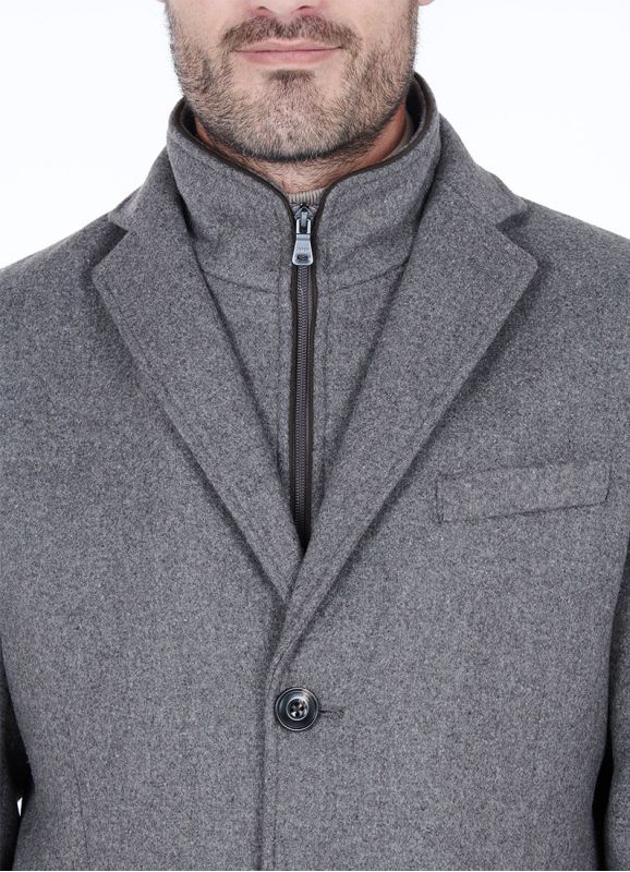 Manteau long avec parmenture amovible en suédine