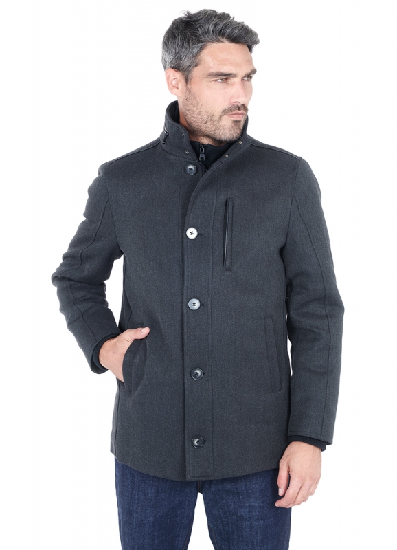 Manteau long avec capuche cachée