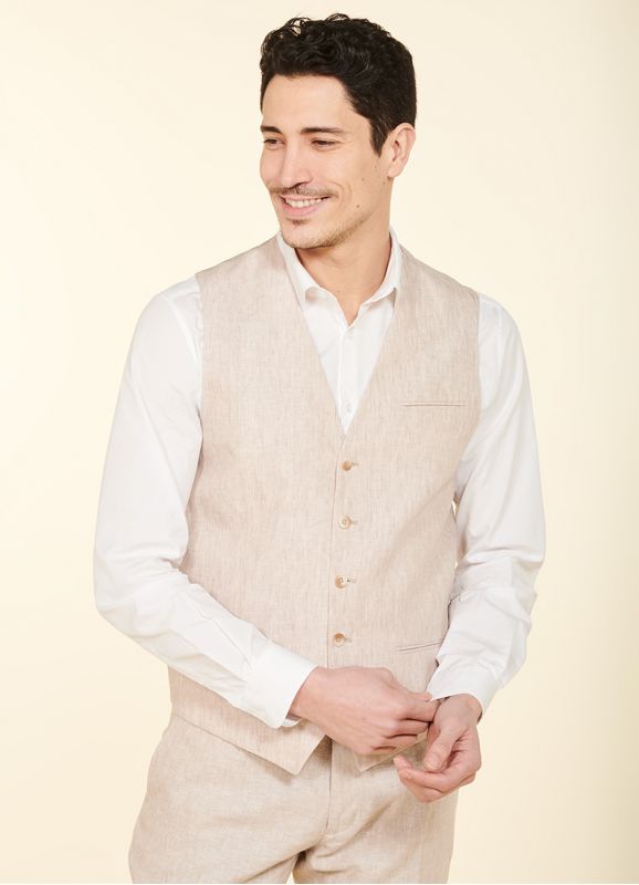 gilet costume homme beige