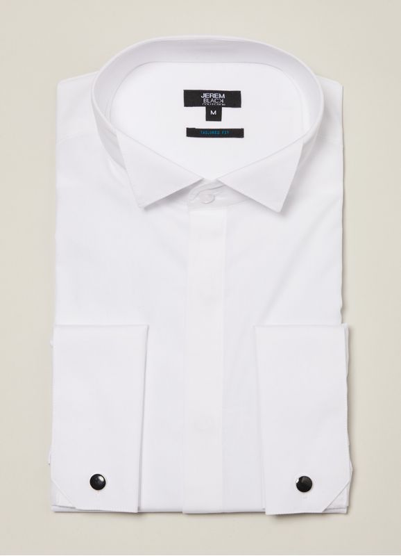 Chemise cérémonie col italien en popeline de coton – Tailored Fit
