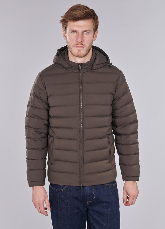 Water-repellent quilted jacket with real down filling