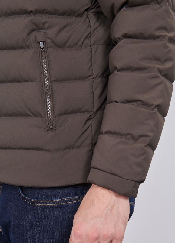 Water-repellent quilted jacket with real down filling