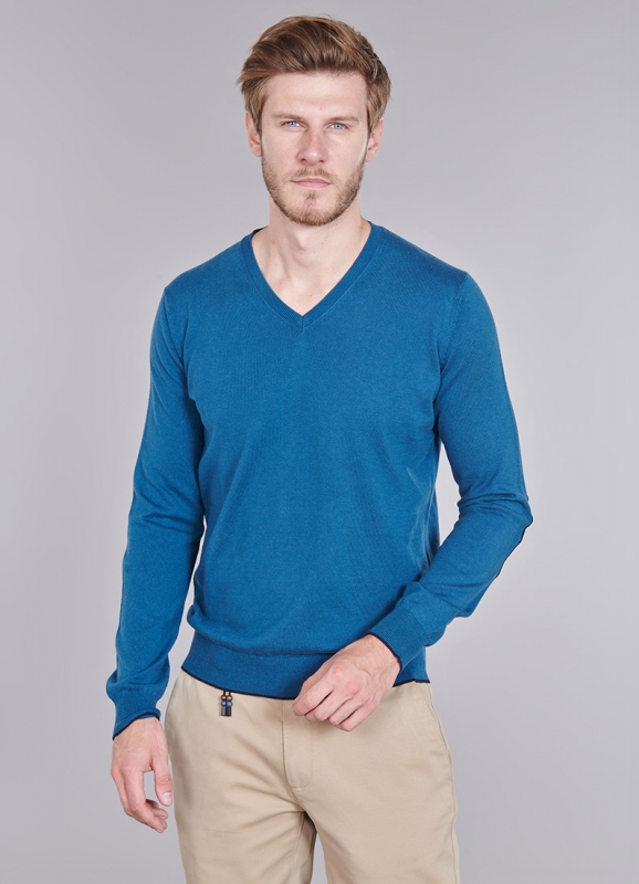 PULL COL EN  V - COTON ET CACHEMIRE