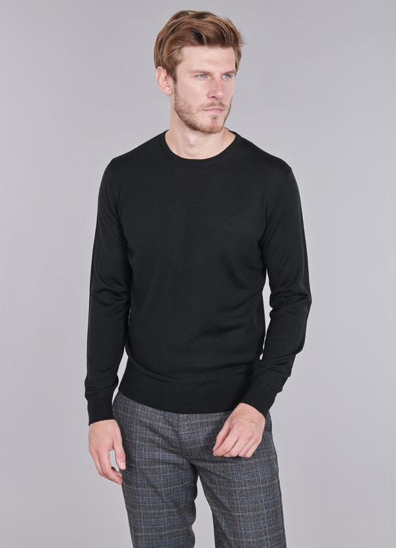 Pull à col rond en laine Mérinos