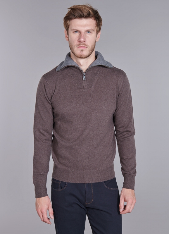 Pull à col zippé en laine mélangée Truck