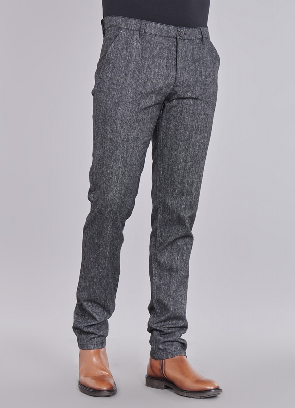 PANTALON SLIM EN COTON STRETCH À MICRO MOTIFS