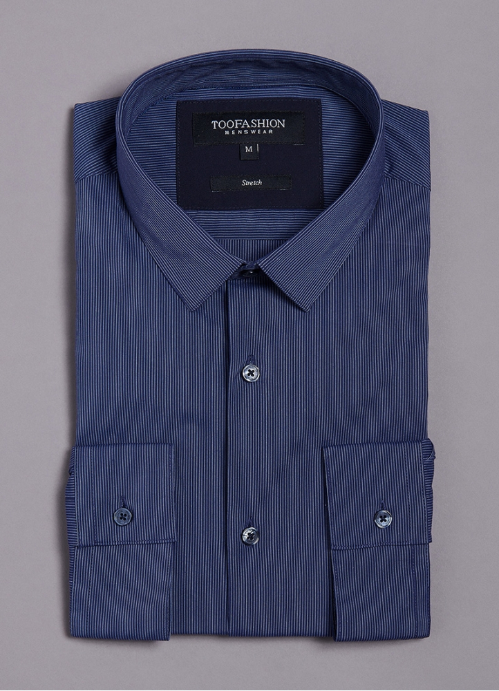 Stretch cotton pinstripe print shirt