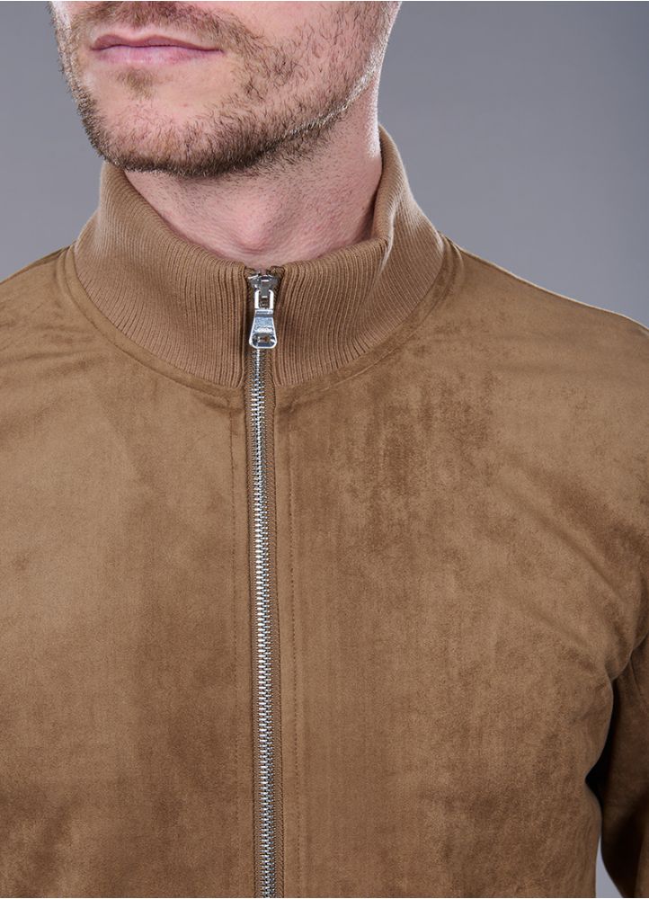 Bi-stretch suede jacket