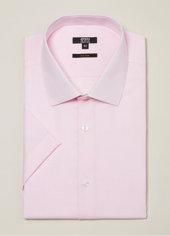 Chemise texturée en pur coton manches courtes SANS REPASSAGE – Confort fit