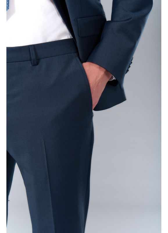 PANTALON DE COSTUME LAVABLE EN FIL À FIL BI-STRETCH DE LAINE MÉLANGÉE