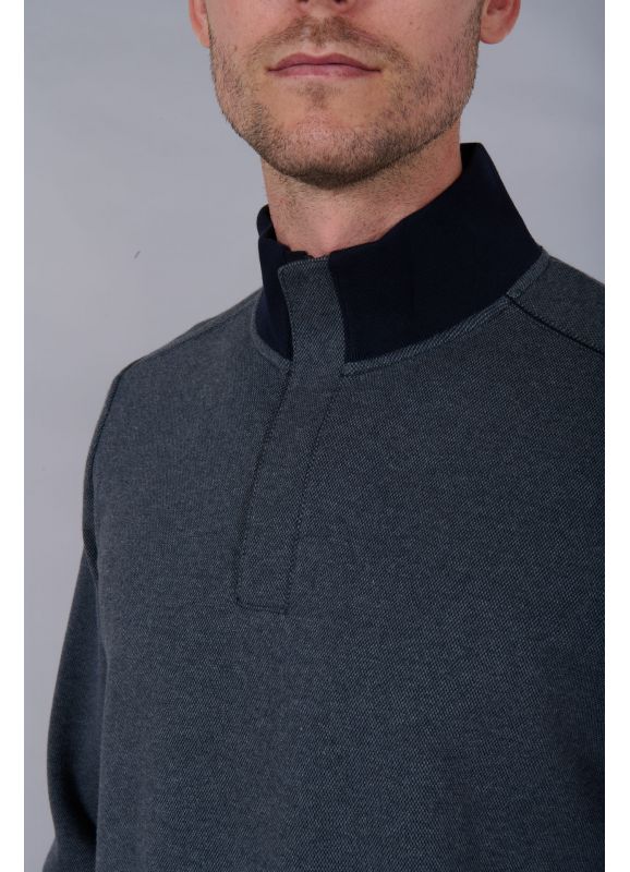 Polo uni à col montant demi-zip