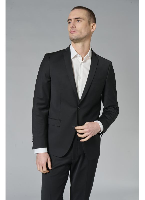 Veste de costume lavable en sergé teint en fil bi-stretch