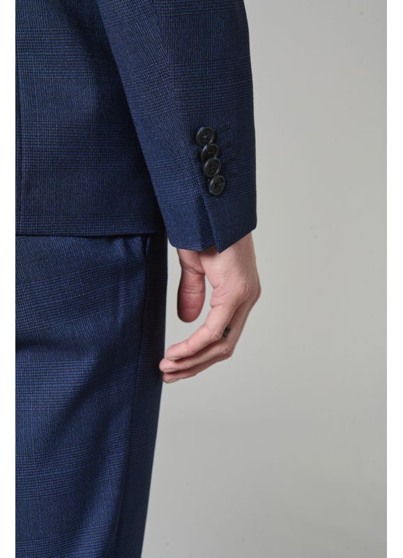 Stretch suit jacket in contemporary Prince of Wales