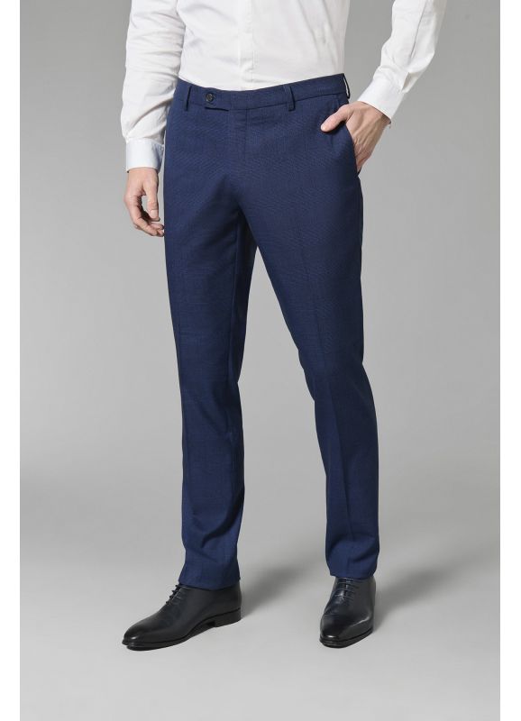 Stretch suit pants in contemporary Prince of Wales